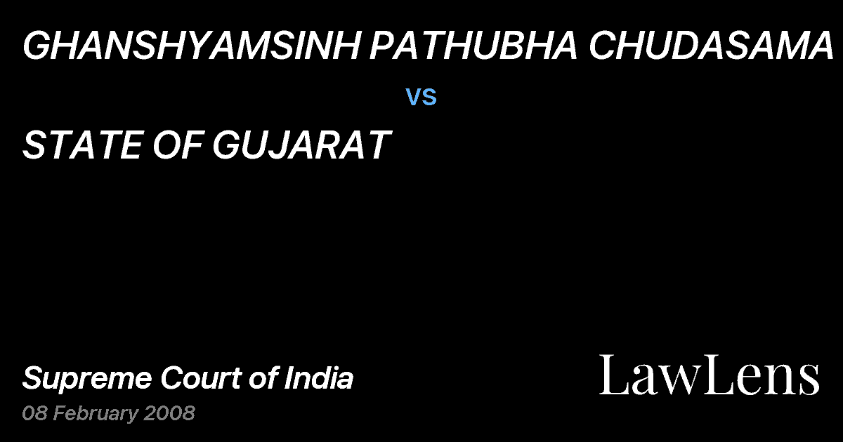 Preview image for GHANSHYAMSINH PATHUBHA CHUDASAMA vs. STATE OF GUJARAT