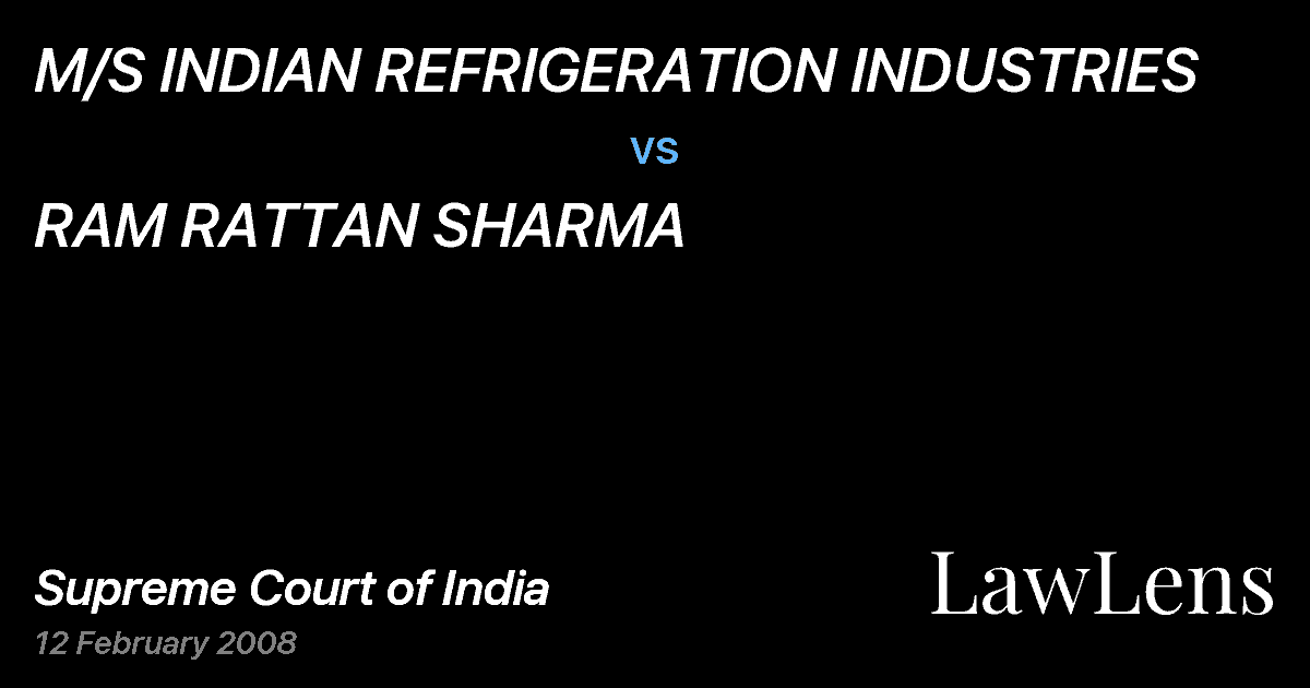 Preview image for M/S INDIAN REFRIGERATION INDUSTRIES vs. RAM RATTAN SHARMA