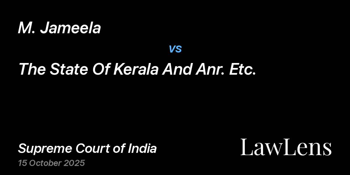 Preview image for M. Jameela vs. The State Of Kerala And Anr. Etc.