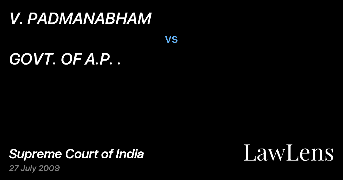 Preview image for V. PADMANABHAM vs. GOVT. OF A.P. .