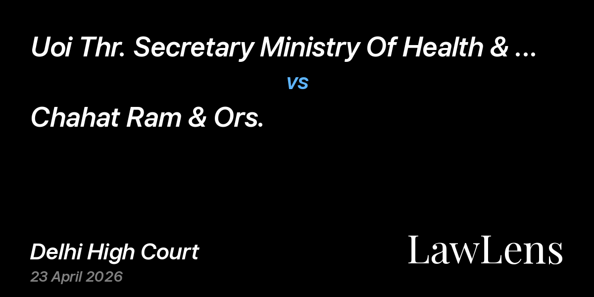 Preview image for Uoi Thr. Secretary Ministry Of Health & Family Welfare vs. Chahat Ram & Ors.