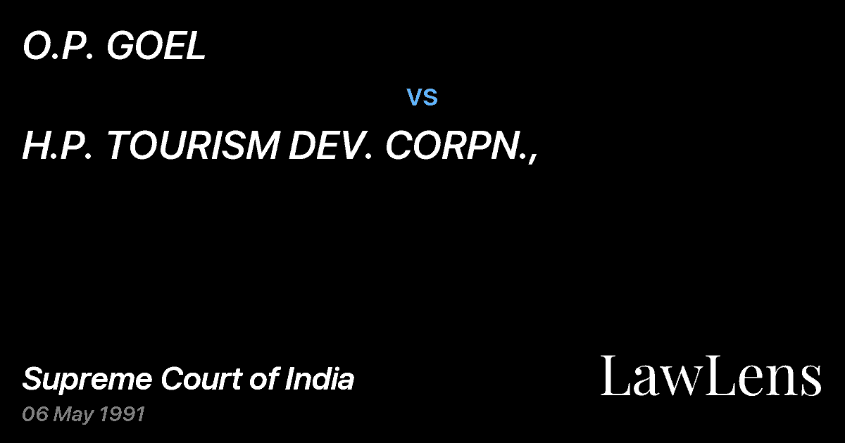 Preview image for O.P. GOEL vs. H.P. TOURISM DEV. CORPN.,