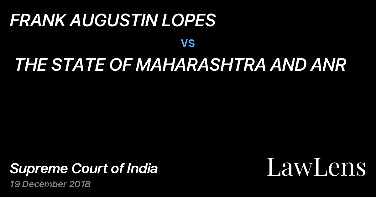 Preview image for FRANK AUGUSTIN LOPES vs. THE STATE OF MAHARASHTRA AND ANR