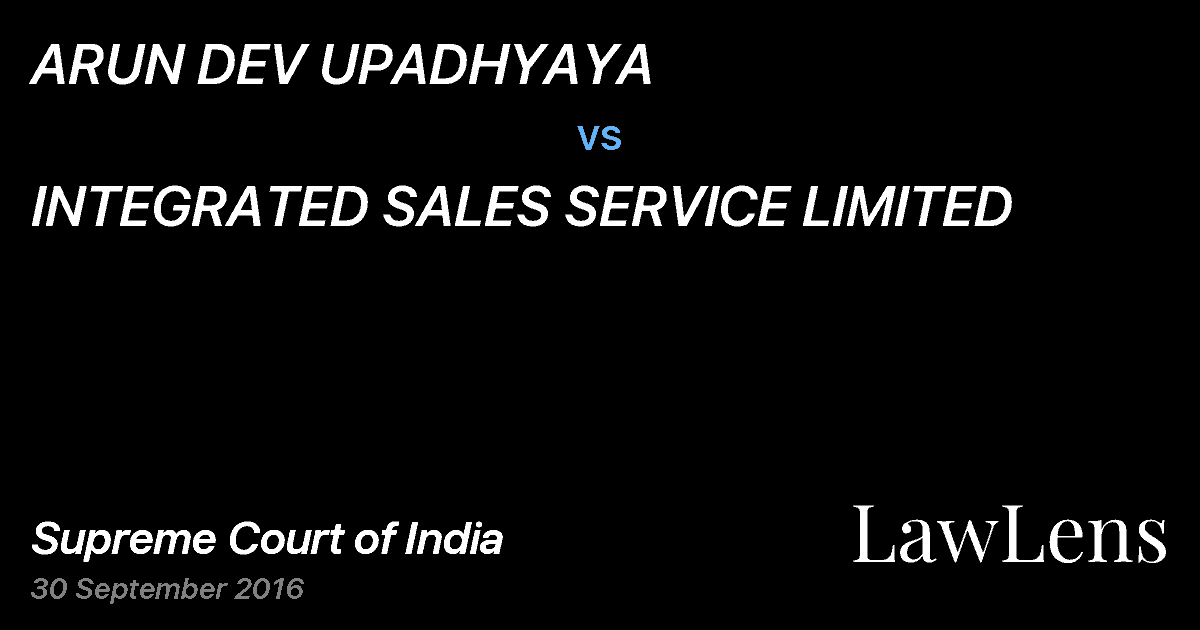 Preview image for ARUN DEV UPADHYAYA vs. INTEGRATED SALES SERVICE LIMITED