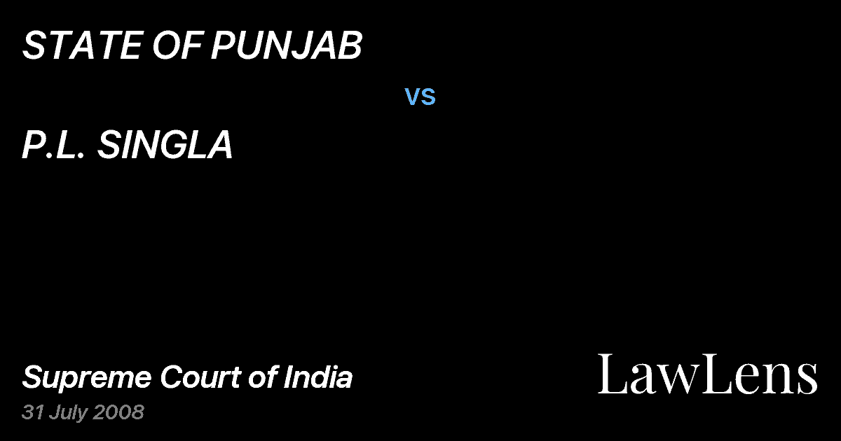 Preview image for STATE OF PUNJAB vs. P.L. SINGLA