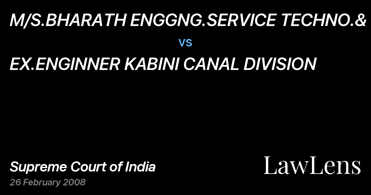 Preview image for M/S.BHARATH ENGGNG.SERVICE TECHNO.& CO. vs. EX.ENGINNER KABINI CANAL DIVISION