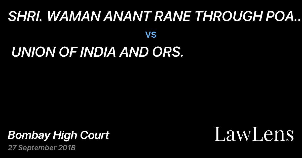Preview image for SHRI. WAMAN ANANT RANE THROUGH POA HOLDERS AND ORS. vs. UNION OF INDIA AND ORS.