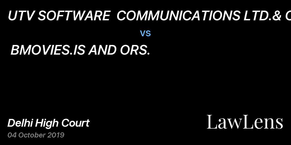 Preview image for UTV SOFTWARE  COMMUNICATIONS LTD.& ORS.  vs.  BMOVIES.IS AND ORS.