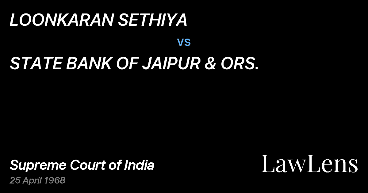 Preview image for LOONKARAN SETHIYA vs. STATE BANK OF JAIPUR & ORS.