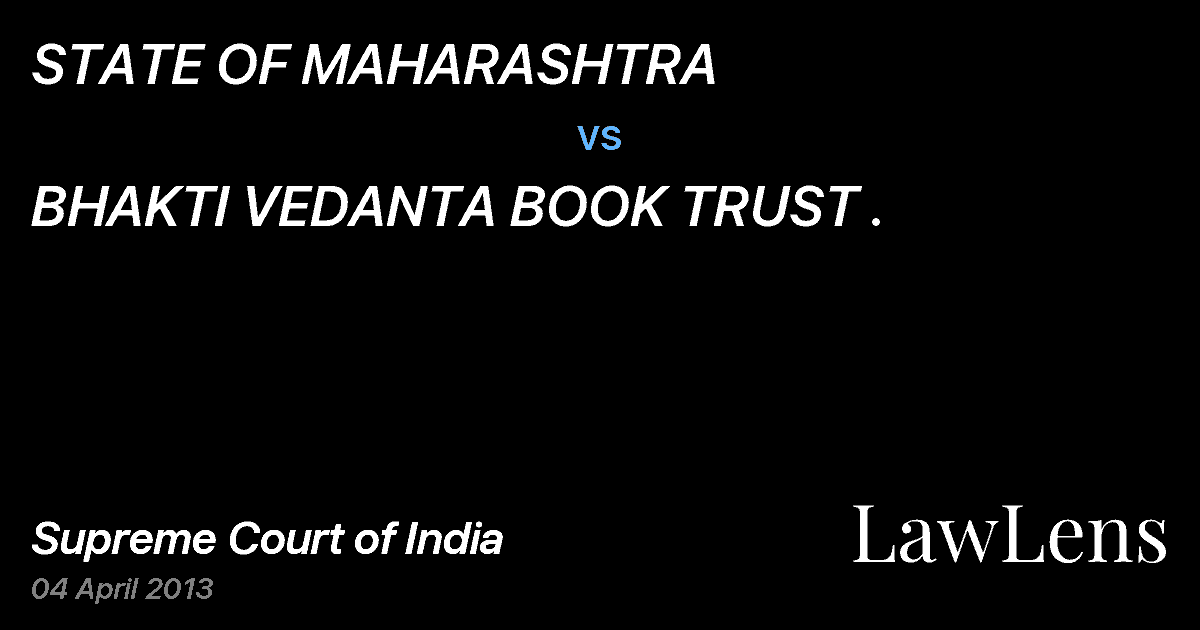 Preview image for STATE OF MAHARASHTRA vs. BHAKTI VEDANTA BOOK TRUST .