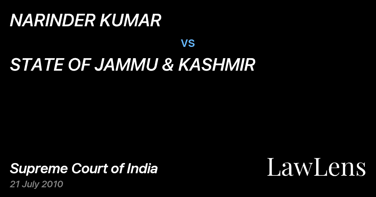 Preview image for NARINDER KUMAR vs. STATE OF JAMMU & KASHMIR