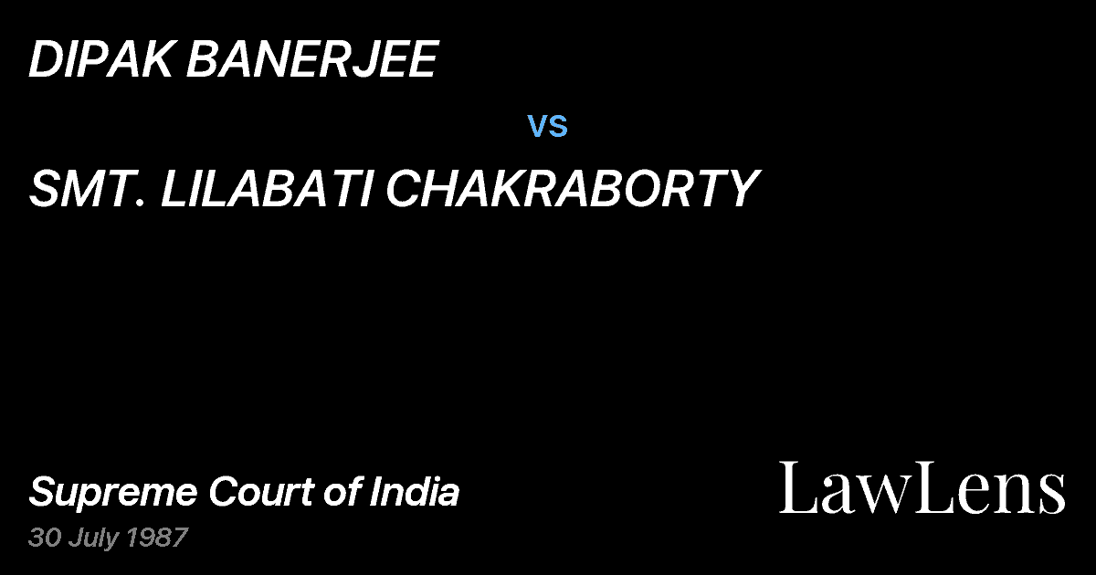 Preview image for DIPAK BANERJEE vs. SMT. LILABATI CHAKRABORTY