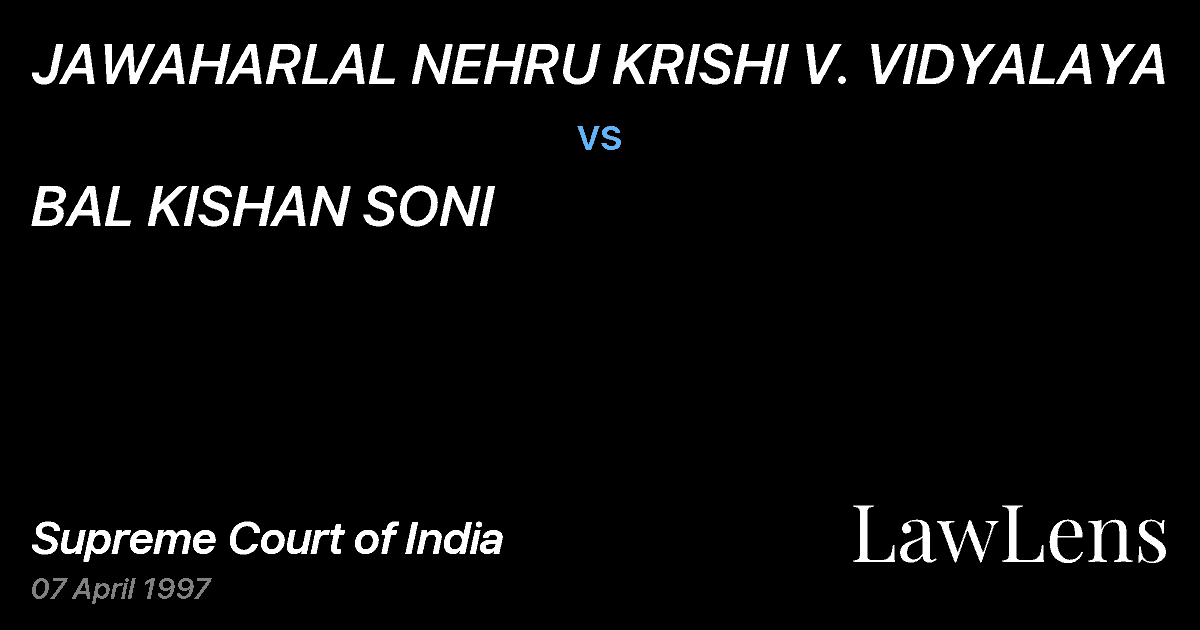 Preview image for JAWAHARLAL NEHRU KRISHI V. VIDYALAYA vs. BAL KISHAN SONI