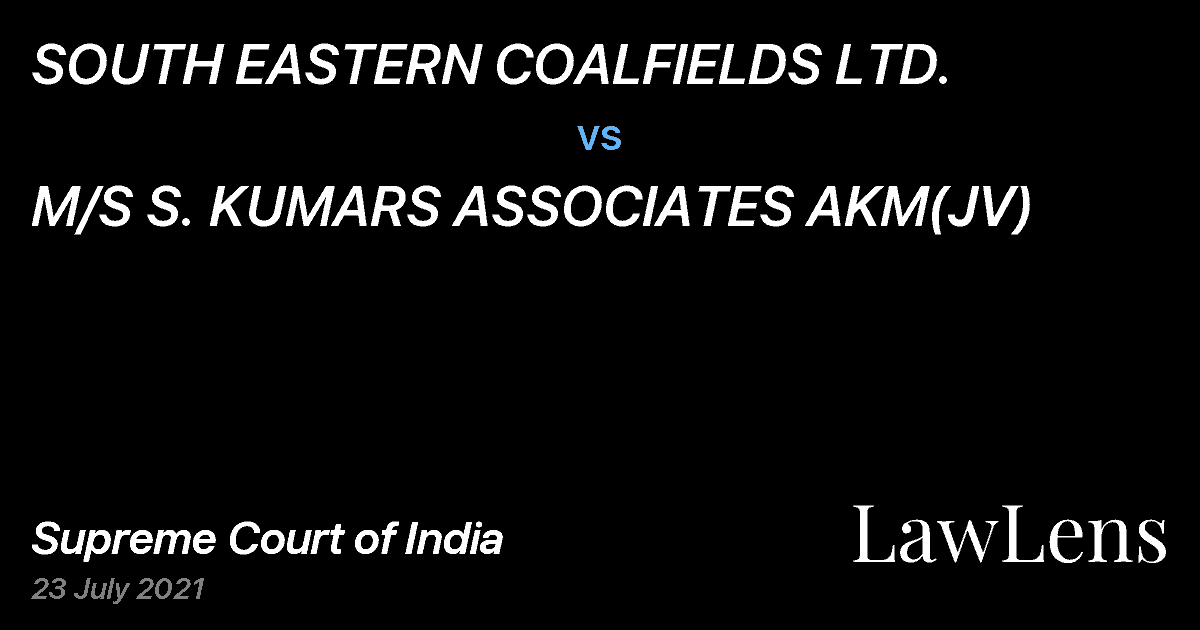 Preview image for SOUTH EASTERN COALFIELDS LTD. vs. M/S S. KUMARS ASSOCIATES AKM(JV)
