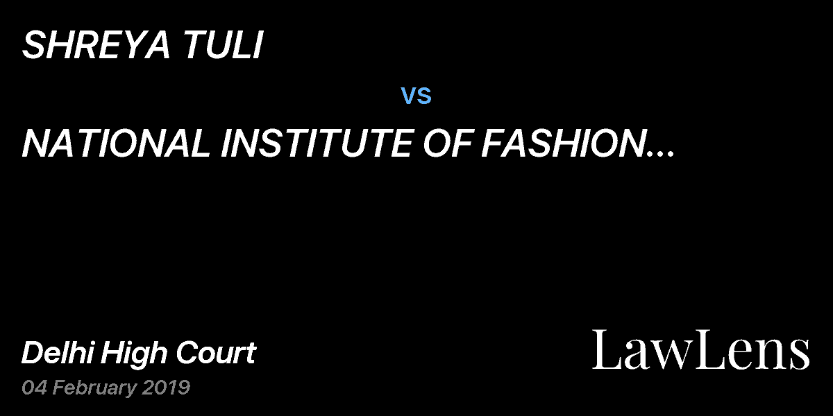 Preview image for SHREYA TULI  vs.  NATIONAL INSTITUTE OF FASHION  TECHNOLOGY, DELHI AND ORS.