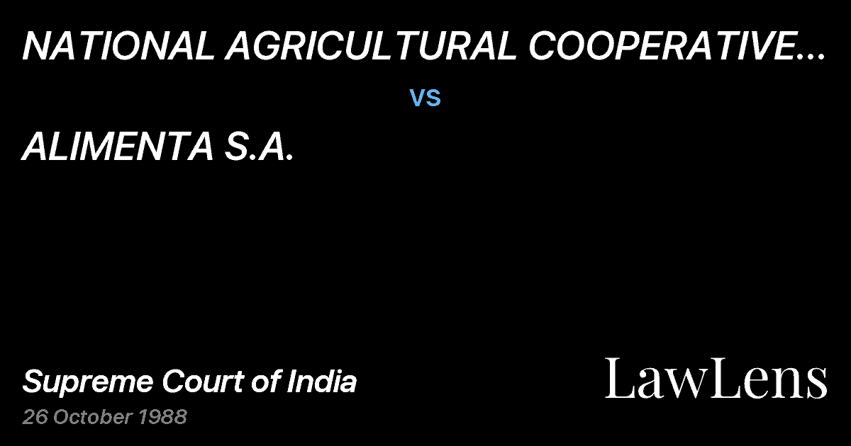 Preview image for NATIONAL AGRICULTURAL COOPERATIVE MARKETINGFEDERATlON OF IN vs. ALIMENTA S.A.