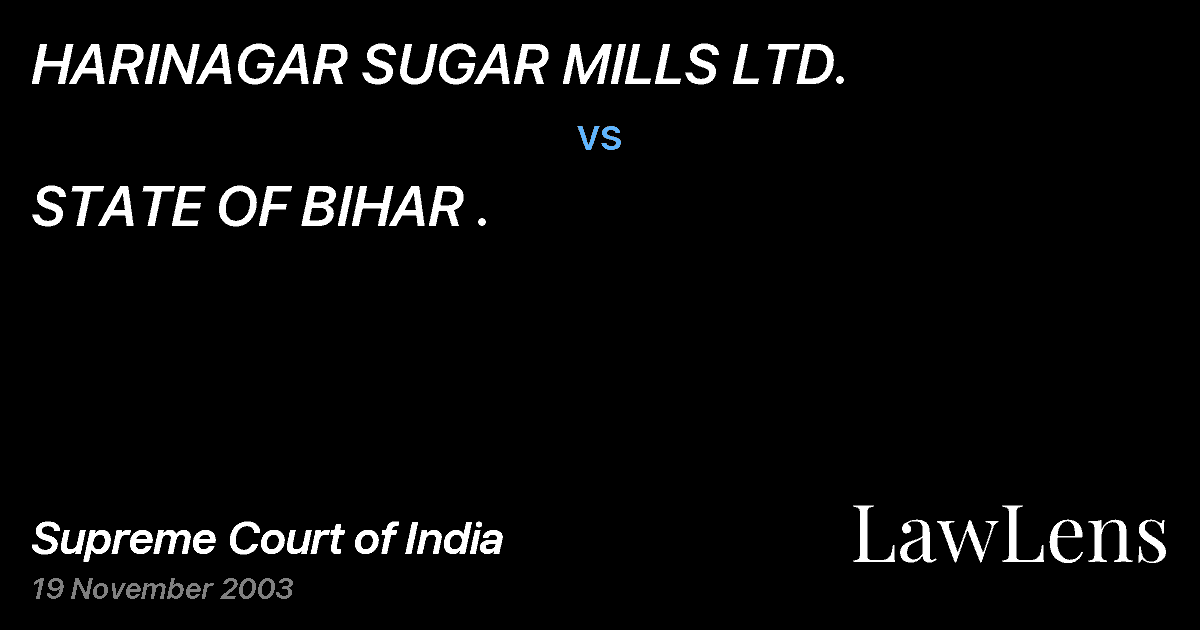 Preview image for HARINAGAR SUGAR MILLS LTD. vs. STATE OF BIHAR .