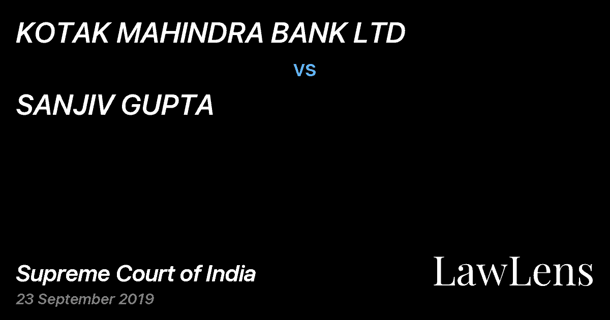 Preview image for KOTAK MAHINDRA BANK LTD vs. SANJIV GUPTA