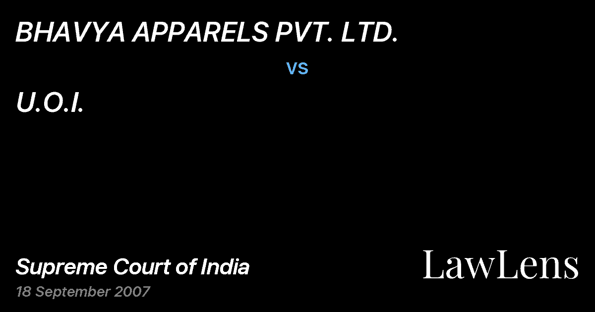 Preview image for BHAVYA APPARELS PVT. LTD. vs. U.O.I.