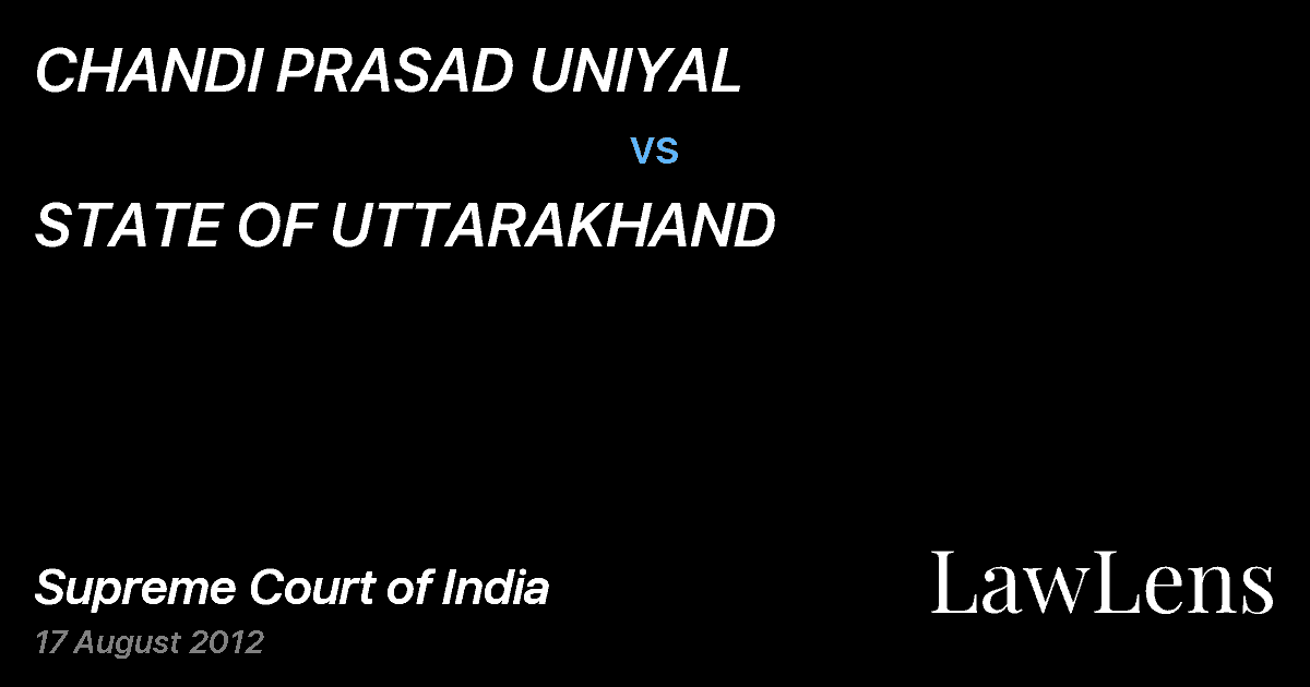 Preview image for CHANDI PRASAD UNIYAL vs. STATE OF UTTARAKHAND