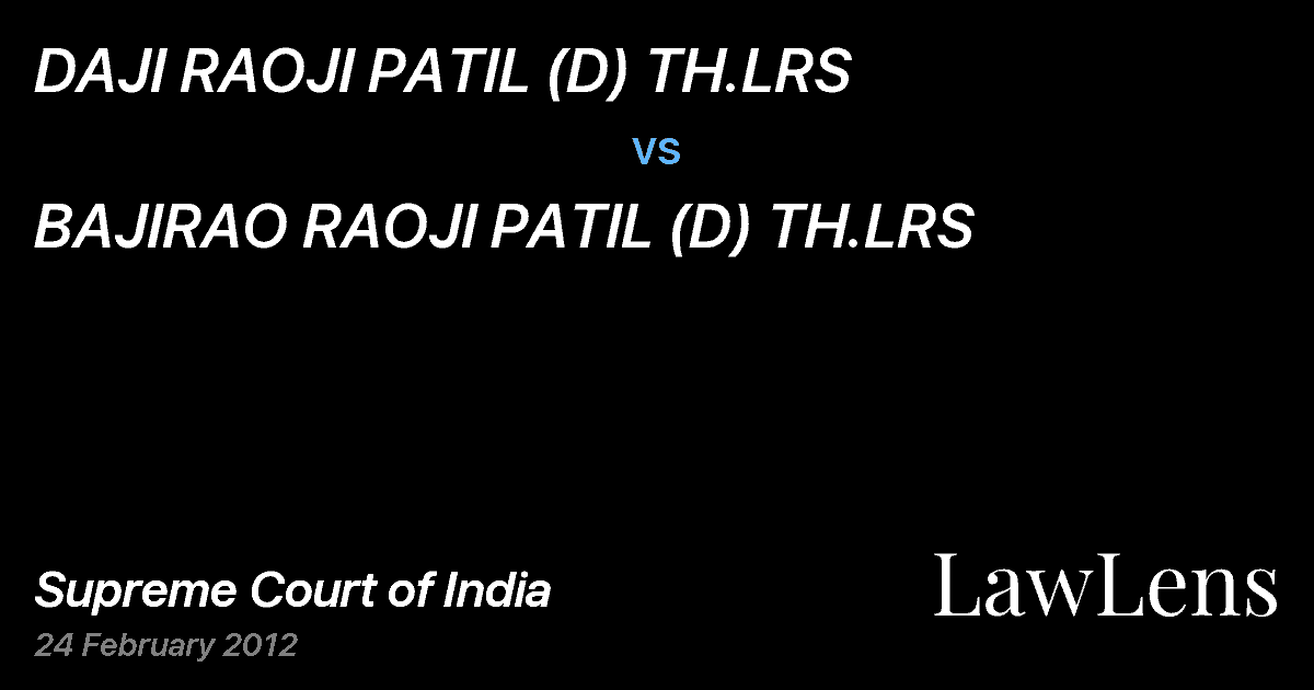 Preview image for DAJI RAOJI PATIL (D) TH.LRS vs. BAJIRAO RAOJI PATIL (D) TH.LRS