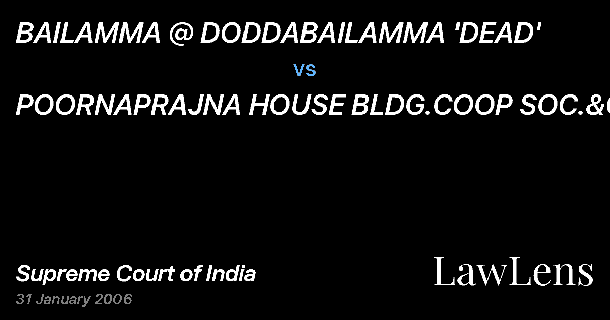Preview image for BAILAMMA @ DODDABAILAMMA 'DEAD' vs. POORNAPRAJNA HOUSE BLDG.COOP SOC.&ORS