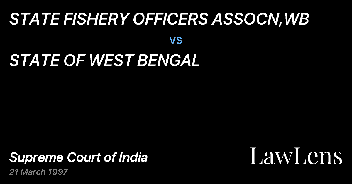 Preview image for STATE FISHERY OFFICERS ASSOCN,WB vs. STATE OF WEST BENGAL