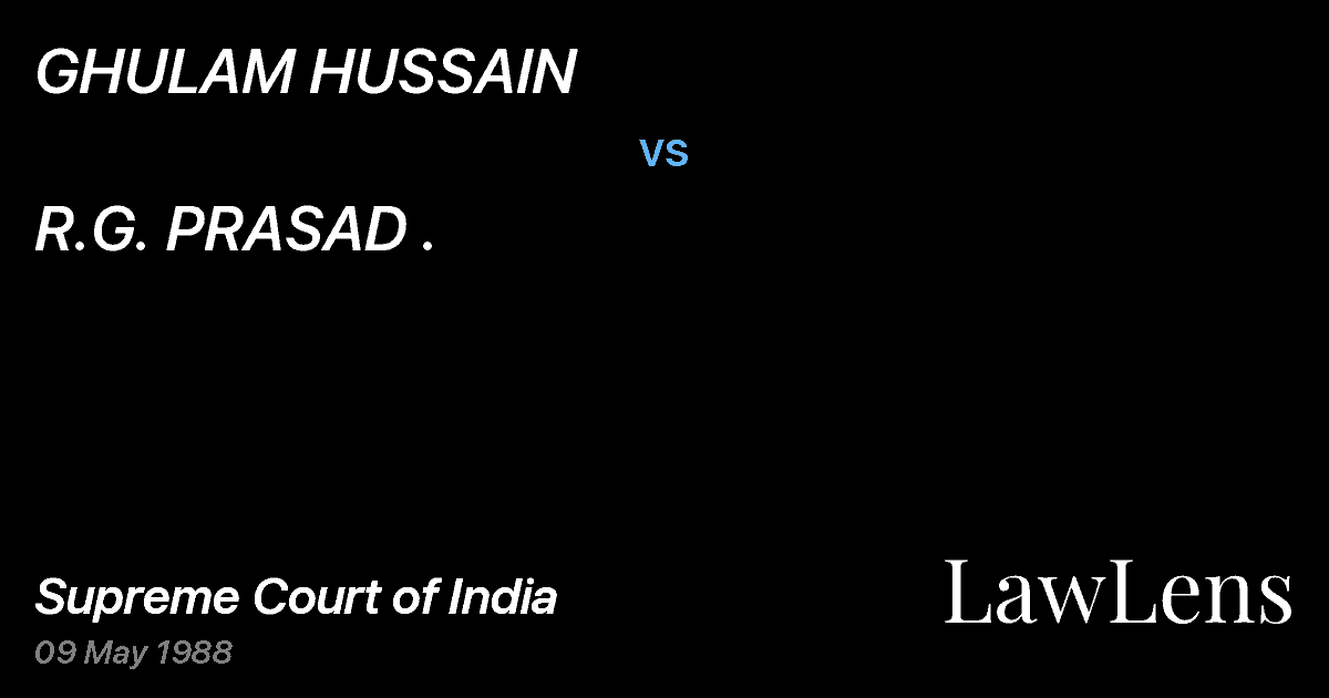 Preview image for GHULAM HUSSAIN vs. R.G. PRASAD .