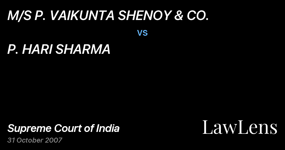 Preview image for M/S P. VAIKUNTA SHENOY & CO. vs. P. HARI SHARMA