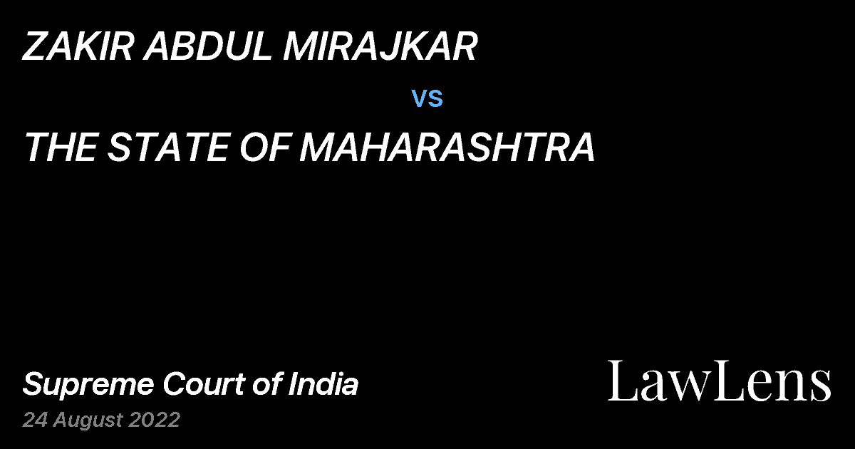 Preview image for ZAKIR ABDUL MIRAJKAR vs. THE STATE OF MAHARASHTRA