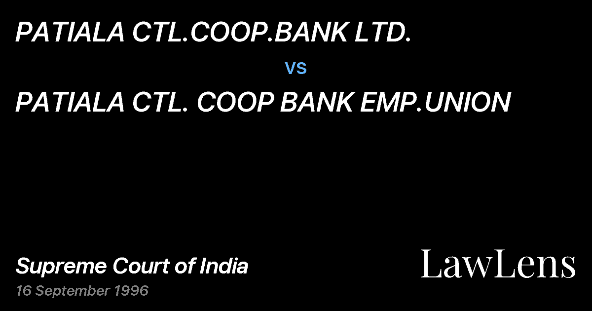 Preview image for PATIALA CTL.COOP.BANK LTD. vs. PATIALA CTL. COOP BANK EMP.UNION