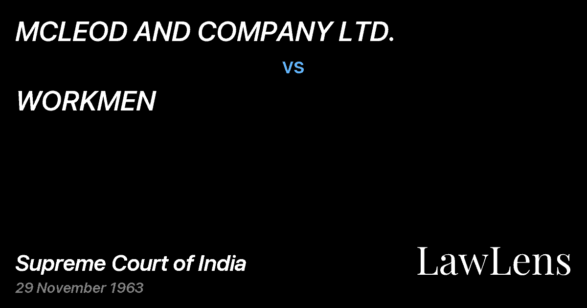 Preview image for MCLEOD AND COMPANY LTD. vs. WORKMEN