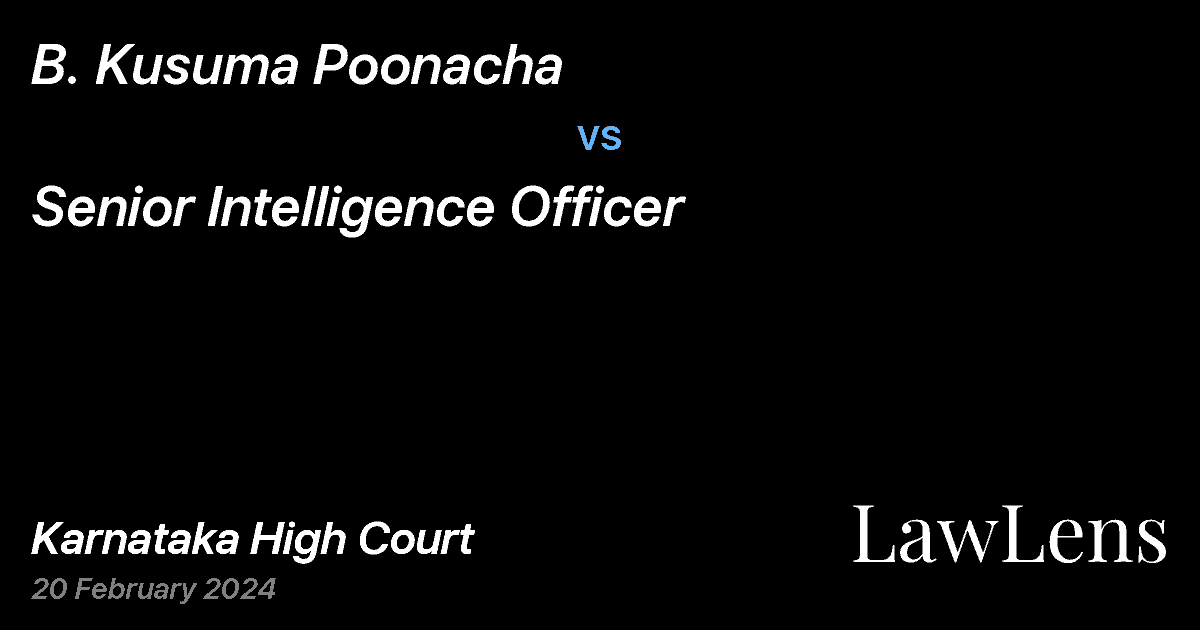 Preview image for Senior Intelligence Officer vs. B. Kusuma Poonacha