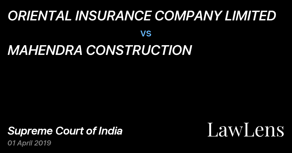Preview image for ORIENTAL INSURANCE COMPANY LIMITED vs. MAHENDRA CONSTRUCTION