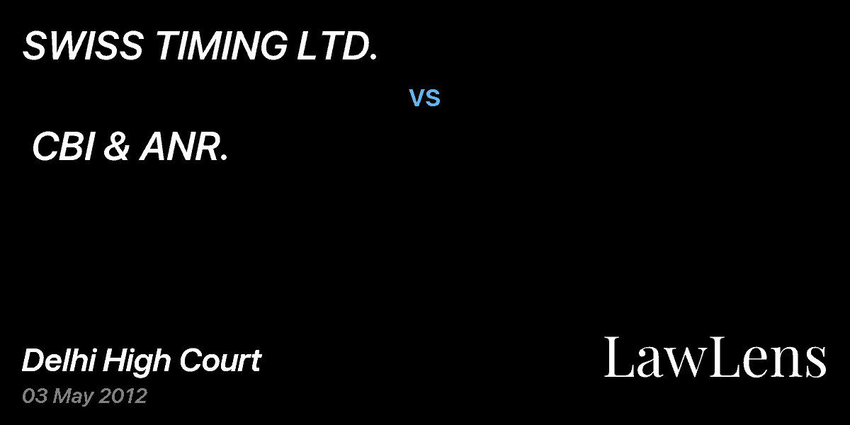 Preview image for SWISS TIMING LTD. vs. CBI & ANR.