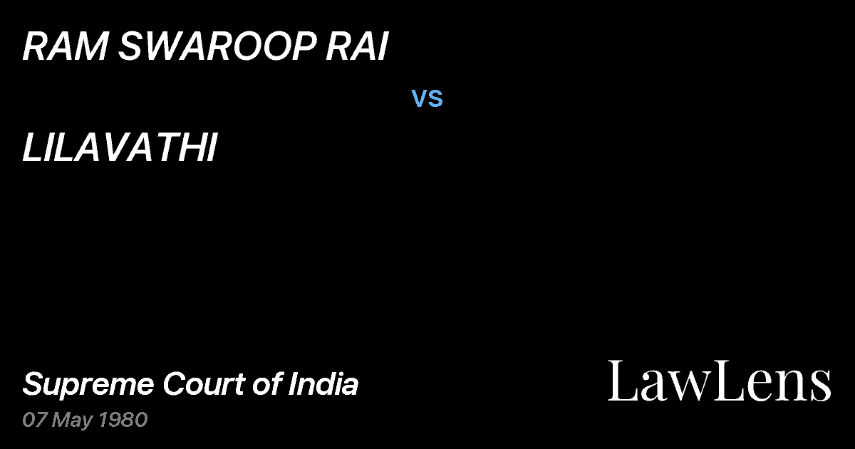 Preview image for RAM SWAROOP RAI vs. LILAVATHI