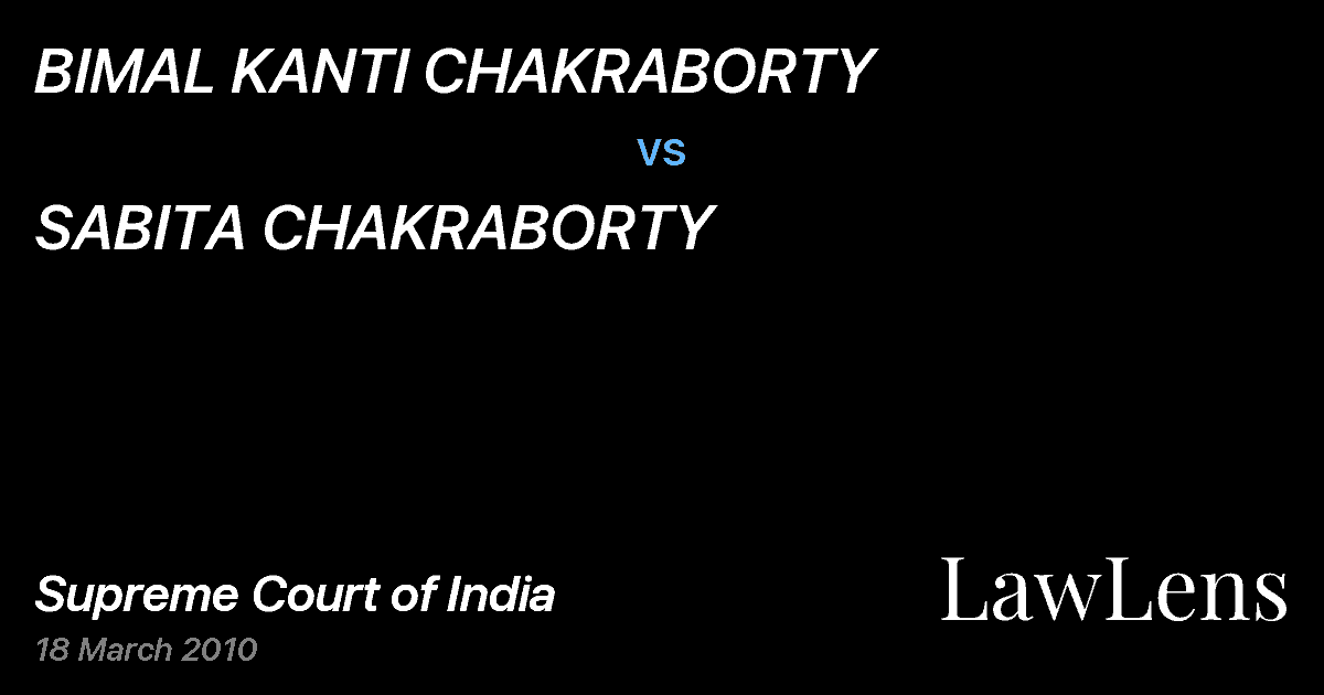 Preview image for BIMAL KANTI CHAKRABORTY vs. SABITA CHAKRABORTY
