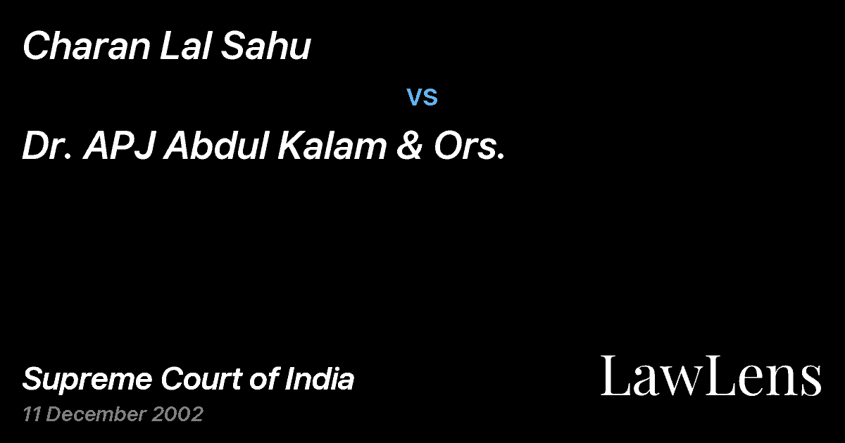 Preview image for Charan Lal Sahu vs. Dr. APJ Abdul Kalam & Ors.