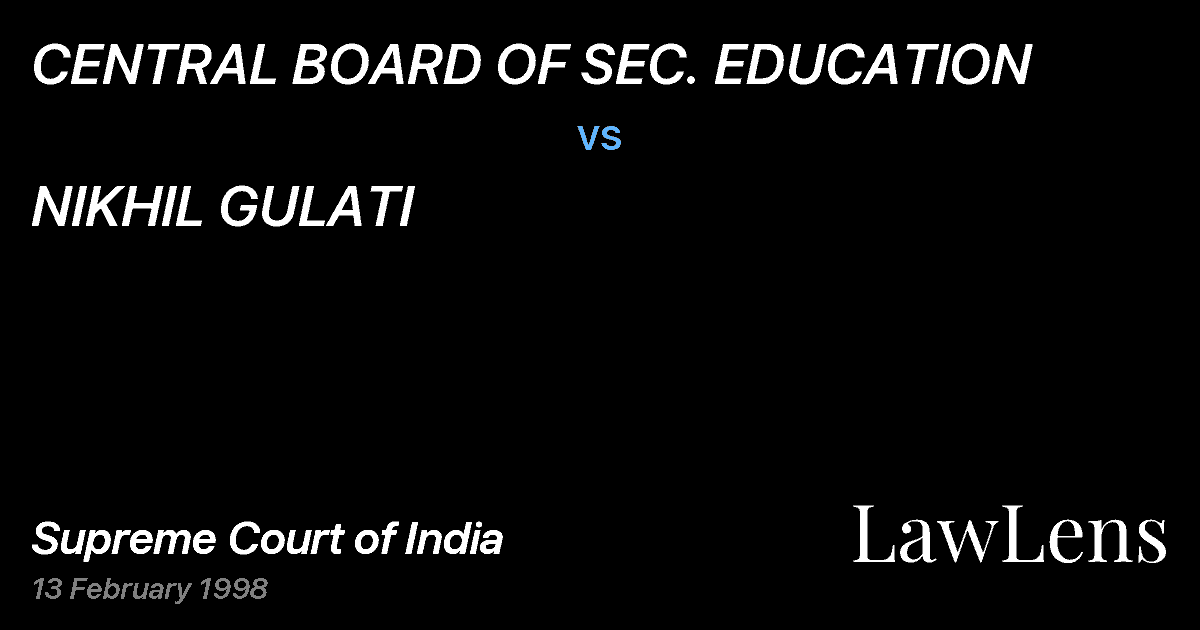 Preview image for CENTRAL BOARD OF SEC. EDUCATION vs. NIKHIL GULATI