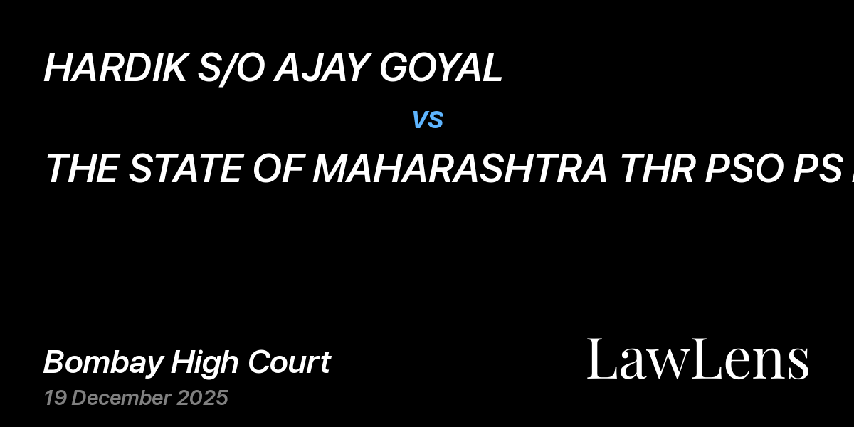 Preview image for HARDIK S/O AJAY GOYAL vs. THE STATE OF MAHARASHTRA THR PSO PS BELTARODI NAGPUR