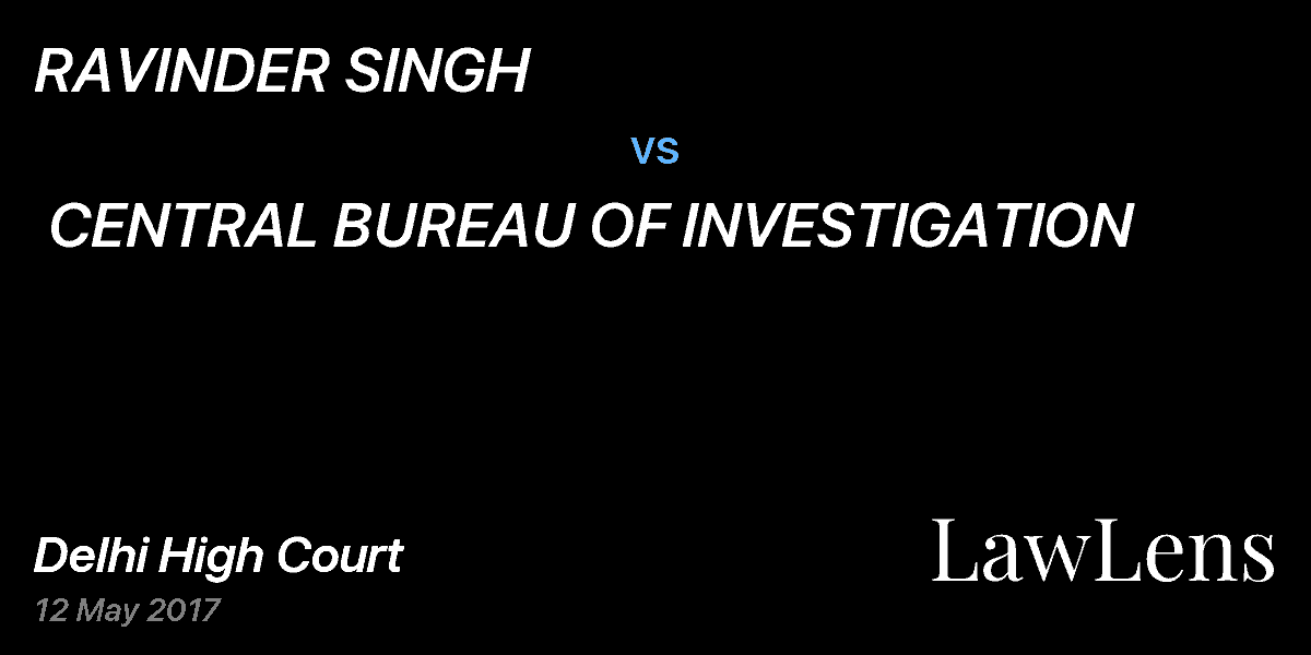 Preview image for RAVINDER SINGH vs. CENTRAL BUREAU OF INVESTIGATION