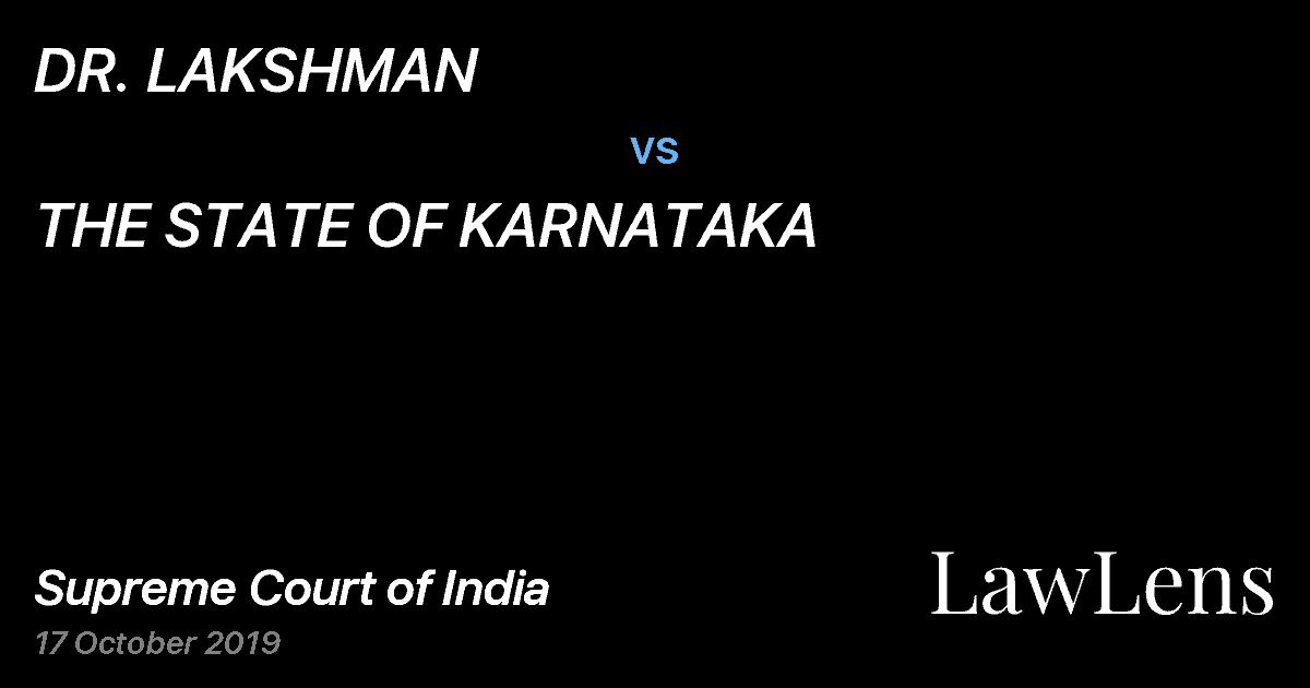 Preview image for DR. LAKSHMAN vs. THE STATE OF KARNATAKA