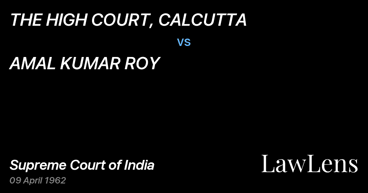Preview image for THE HIGH COURT, CALCUTTA vs. AMAL KUMAR ROY