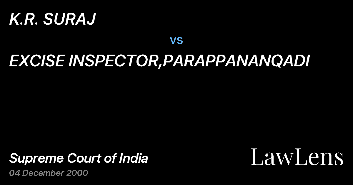 Preview image for K.R. SURAJ vs. EXCISE INSPECTOR,PARAPPANANQADI