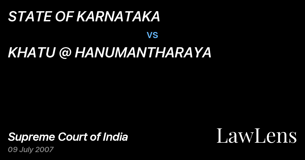 Preview image for STATE OF KARNATAKA vs. KHATU @ HANUMANTHARAYA