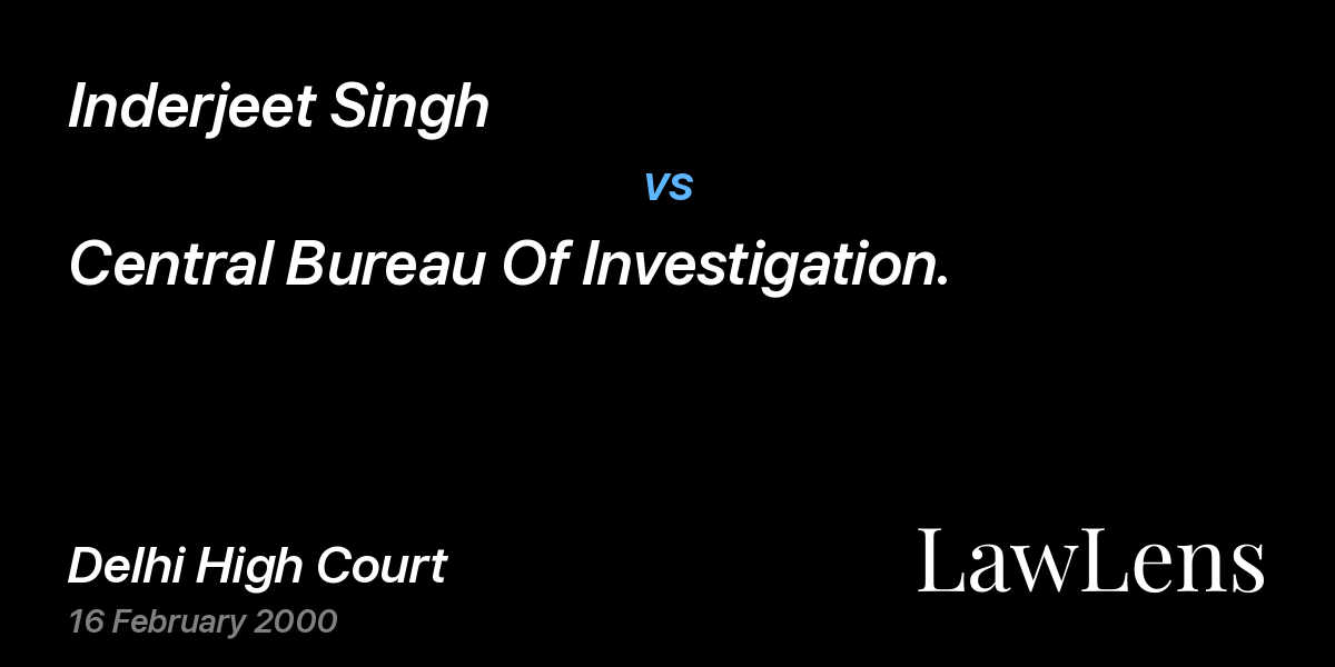Preview image for Inderjeet Singh vs. Central Bureau Of Investigation.