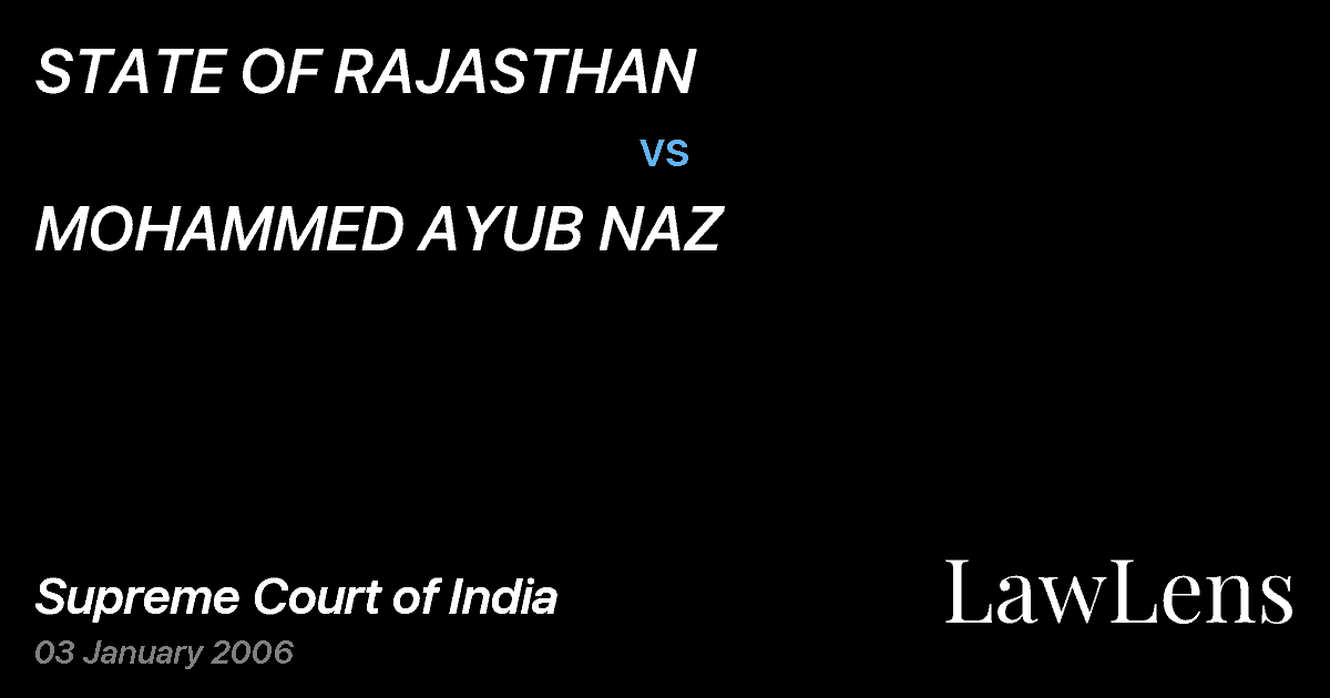 Preview image for STATE OF RAJASTHAN vs. MOHAMMED AYUB NAZ