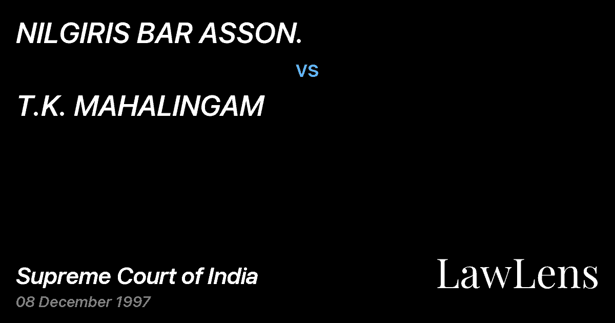 Preview image for NILGIRIS BAR ASSON. vs. T.K. MAHALINGAM
