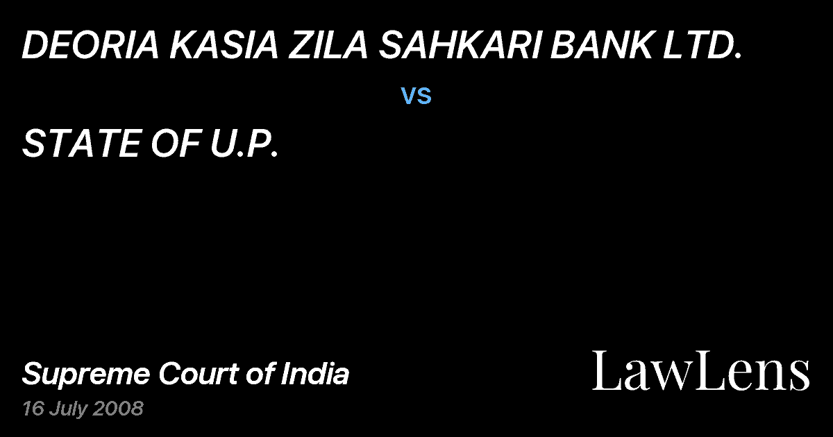 Preview image for DEORIA KASIA ZILA SAHKARI BANK LTD. vs. STATE OF U.P.