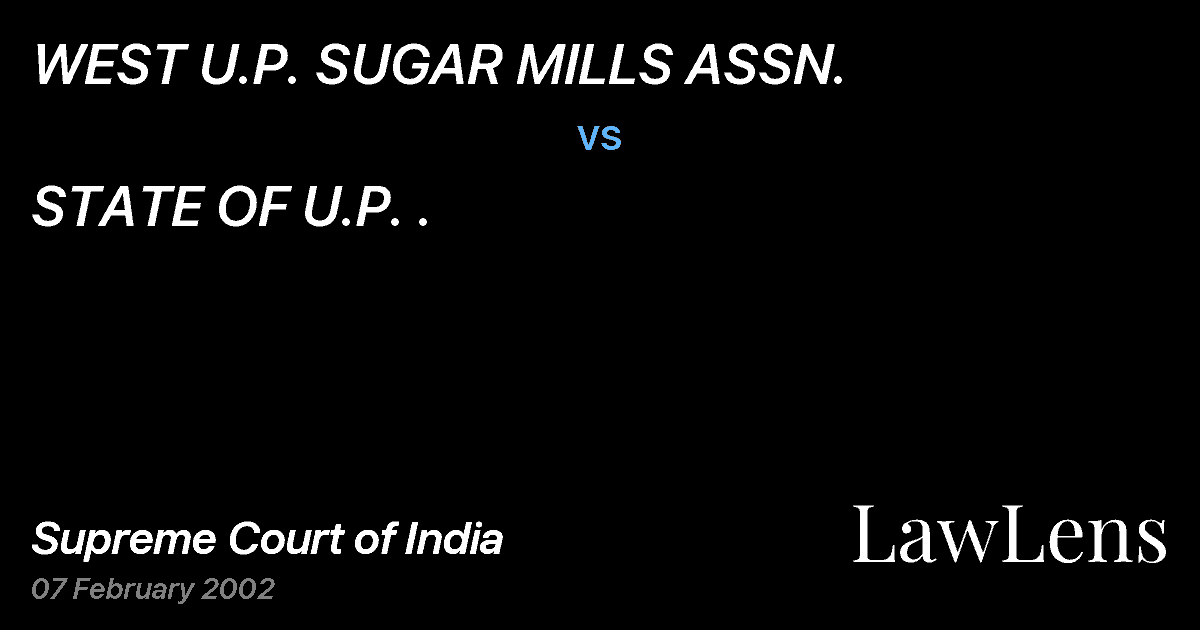 Preview image for WEST U.P. SUGAR MILLS ASSN. vs. STATE OF U.P. .